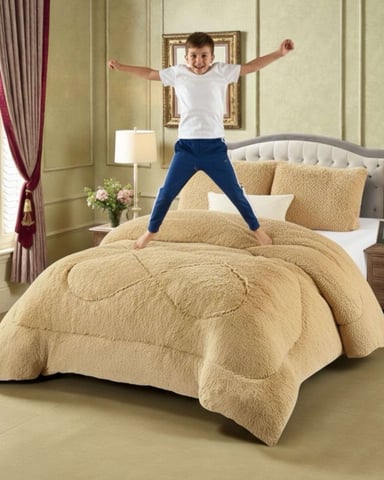 PLUMON CUBRECAMA 2 PLAZAS SHERPA PELUDO INVIERNO DISEÑO SUAVE - 5