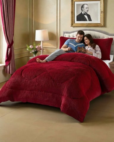 PLUMON CUBRECAMA 2 PLAZAS SHERPA PELUDO INVIERNO DISEÑO SUAVE - 1