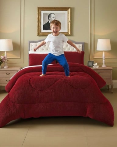 PLUMON CUBRECAMA 2 PLAZAS SHERPA PELUDO INVIERNO DISEÑO SUAVE - 5