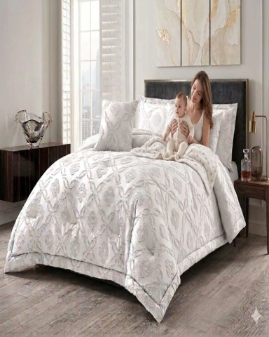 CUBRECAMA QUILT NORDICO DELGADO DISEÑO FLORES PLAZA Y MEDIA - 1