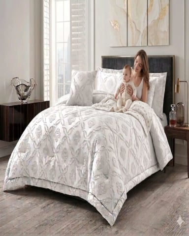 CUBRECAMA QUILT NORDICO DELGADO DISEÑO FLORES KING - 1