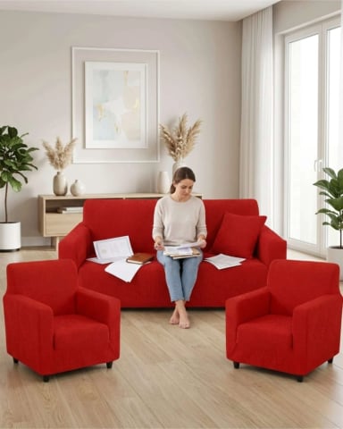 JUEGO DE FUNDAS PARA SILLONES 3+1+1 DISEÑO HOJAS ELASTICAS Y LAVABLES - 1