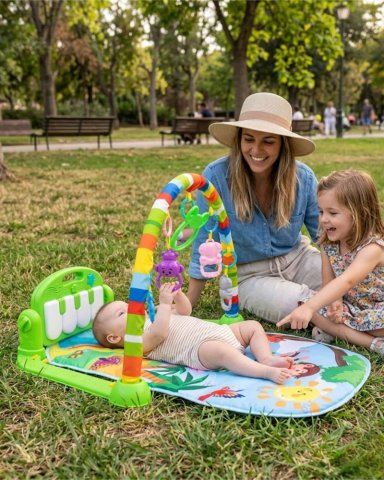 GIMNASIO Y PIANO MUSICAL MULTIFUNCIONAL PARA BEBES VERDE - 1