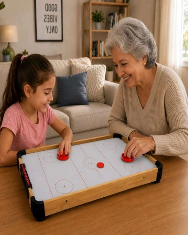 MESA DE HOCKEY DE AIRE MINI AIR HOCKEY DE MADERA JUEGO INFANTIL - 2