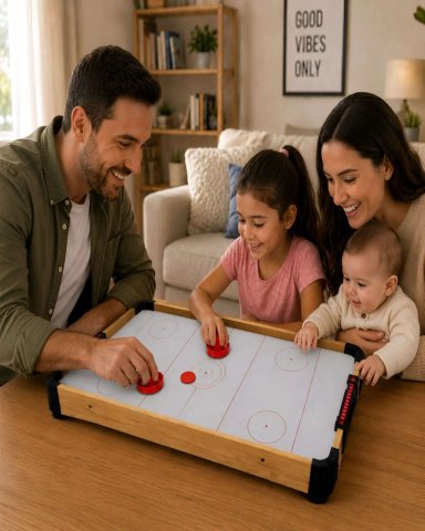 MESA DE HOCKEY DE AIRE MINI AIR HOCKEY DE MADERA JUEGO INFANTIL - 3