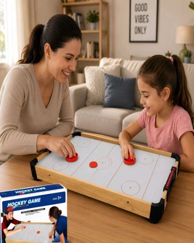 MESA DE HOCKEY DE AIRE MINI AIR HOCKEY DE MADERA JUEGO INFANTIL - 5
