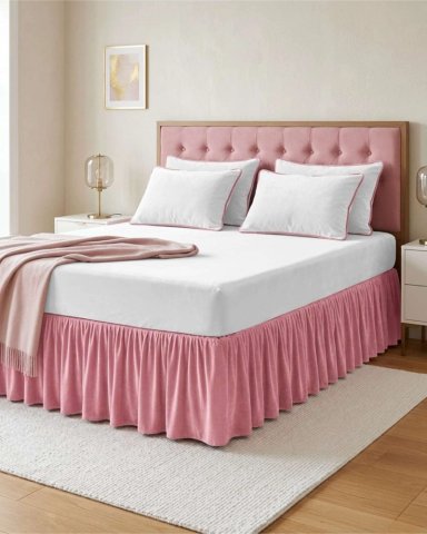 FALDON DE CAMA KING CUBRE BASE CON PLIEGUES - 2