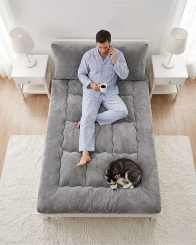 CUBRE COLCHON ACOLCHADO PLUSH ULTRA SUAVE 2 PLAZAS - 3