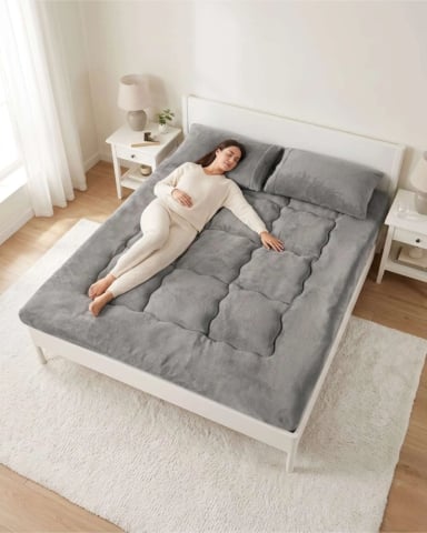 CUBRE COLCHON ACOLCHADO PLUSH ULTRA SUAVE 2 PLAZAS - 5
