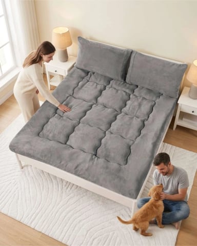 CUBRE COLCHON ACOLCHADO PLUSH ULTRA SUAVE 2 PLAZAS - 6