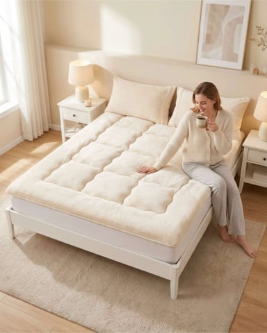 CUBRE COLCHON ACOLCHADO PLUSH ULTRA SUAVE 2 PLAZAS - 1