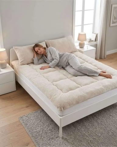 CUBRE COLCHON ACOLCHADO PLUSH ULTRA SUAVE 2 PLAZAS - 5