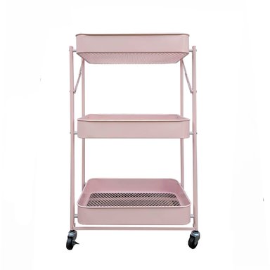CARRO ORGANIZADOR PLEGABLE CON RUEDAS ROSA - 1