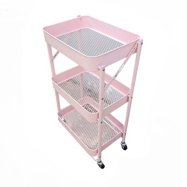 CARRO ORGANIZADOR PLEGABLE CON RUEDAS ROSA - 3