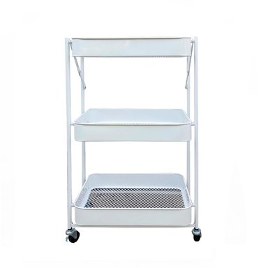 CARRO ORGANIZADOR PLEGABLE CON RUEDAS COLOR BLANCO - 1