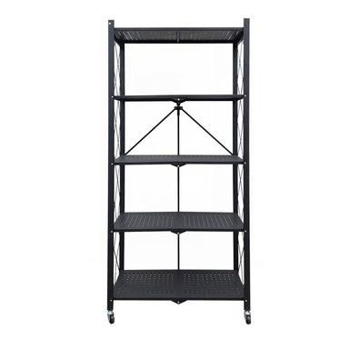 ESTANTE PLEGABLE METÁLICO DE 5 NIVELES CON RUEDAS COLOR NEGRO - 1