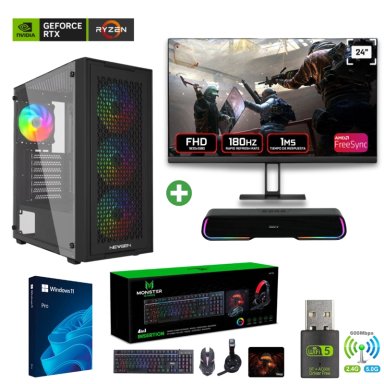 PC GAMER AMD RYZEN 5 5500 - 16GB RAM - RTX 5060 - 1TB ( PARLANTE + MONITOR 24" ) TNM01 - 1