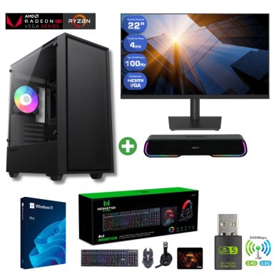PC GAMER AMD RYZEN 5 5600GT - 16GB RAM - VEGA 7 - 1TB - (MONITOR 22' + PARLANTE) - STORM - 1