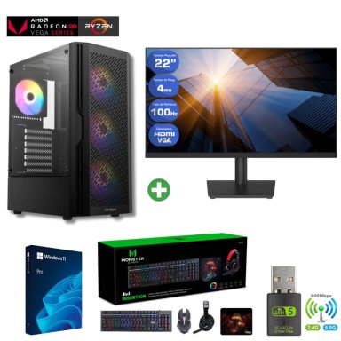 PC GAMER AMD RYZEN 7 5700G - 16GB RAM - VEGA 8 - 1TB - ( MONITOR 22' ) AX20 - 1