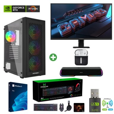 PC GAMER AMD RYZEN 7 5700X - 32GB - RTX 5060 - 2TB ( PARLANTE + MONITOR 27'+ AUDIFONOS ) TNM01 - 1