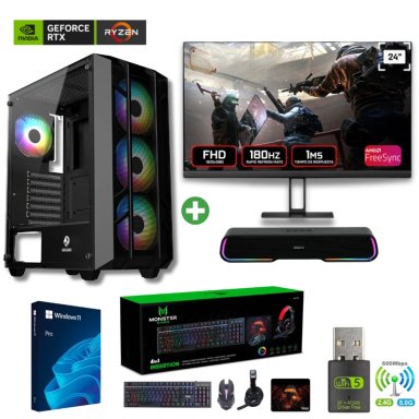 PC GAMER AMD RYZEN 7 5700X - 16GB - RTX 5060 - 1TB ( PARLANTE + MONITOR 24' )PROINS - 1