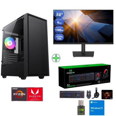 PC GAMER AMD RYZEN 5 3400G - 16GB RAM - VEGA 11 - 1TB - ( MONITOR 22' ) - STORM - 1