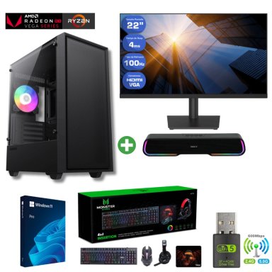 PC GAMER AMD RYZEN 5 3400G - 16GB RAM - VEGA 11 - 1TB - ( MONITOR 22' + PARLANTE ) - STORM - 2