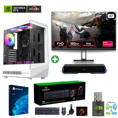 PC GAMER AMD RYZEN 5 5500 - 16GB - RTX 5060 - 1TB ( PARLANTE + MONITOR 24' ) COC-W - 1