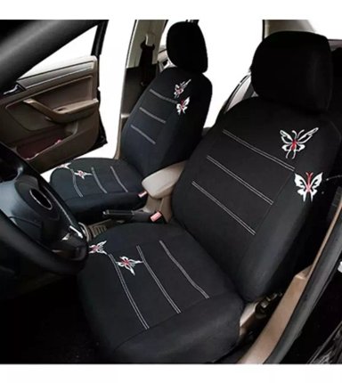 FUNDA CUBRE ASIENTO AUTO PARA MUJER 9PIEZA NEGRO MARIPOSAS - 2