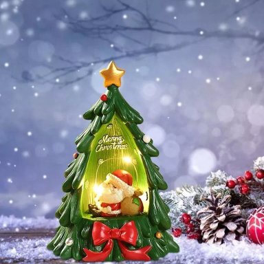 LÁMPARA NAVIDEÑA PINO ÁRBOL DE NAVIDAD CON SANTA LUZ DECORA - 5