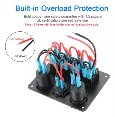PANEL BOTONERA 4 INTERRUPTORES SWITCH 2USB VOLTIMETRO 12-24V - 5
