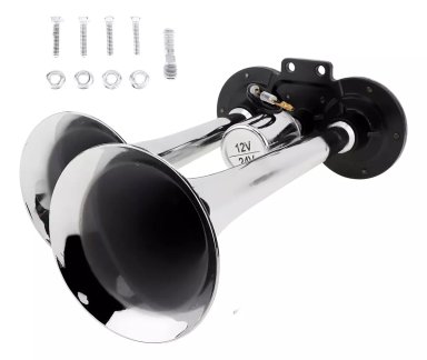 BOCINA DE AIRE ELECTRICA DOBLE TROMPETA 12V-24V AUTO CAMIÓN - 1