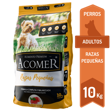 ALIMENTO SECO PERROS ADULTO ACOMER RAZA PEQUEÑA SABOR CARNE 10 KG - 1