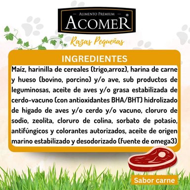 ALIMENTO SECO PERROS ADULTO ACOMER RAZA PEQUEÑA SABOR CARNE 10 KG - 4