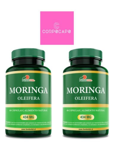 PACK 2 FRASCOS SUPLEMENTO ALIMENTICIO FUENTE VITAL MORINGA %100 PURA CAPSULAS DURAS 60 UN C/U - 1