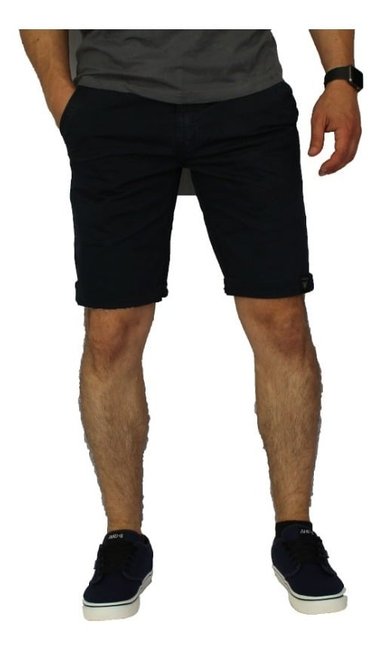 BERMUDA ELASTICADA SLIM FIT AZUL MARINO - 1