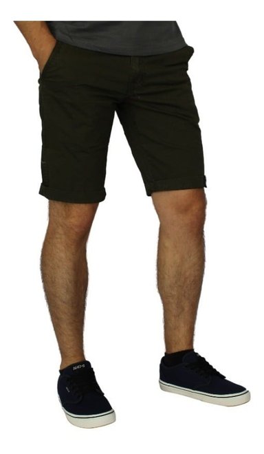 BERMUDA HOMBRE LEONISA VERDE OSCURO ELASTICADA SLIM FIT - 2