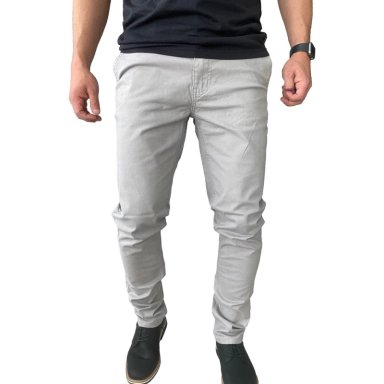 PANTALON ELASTICADOS SLIM FIT GABARDINA GRIS HOMBRE - 42 - 1