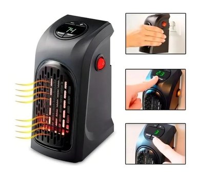 CALEFACTOR DE PARED MINI PORTATIL 400 WATTS COLOR NEGRO - 5