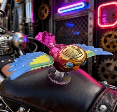 DECORACION PARA RETROVISORES DE AUTO PAJARITO VOLADOR SIMULADOR FUCSIA - 4