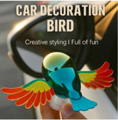 DECORACION PARA RETROVISORES DE AUTO PAJARITO VOLADOR SIMULADOR VERDE - 2