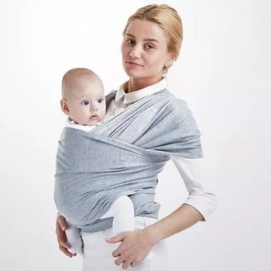 FULAR PORTABEBÉ SEMIELASTICADO CON BOLSILLO GRIS CLARO - 2