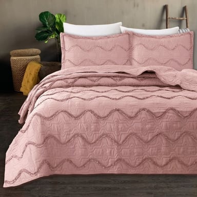 CUBRECAMA PREMIUN QUILT VERANO 1.5 PLAZAS/ROSADO - 1