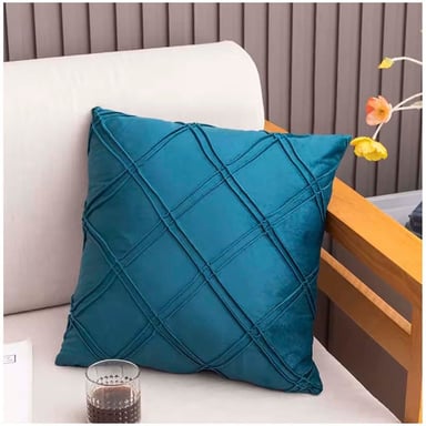 PACK DE 02 FUNDAS DE COJÍN DE TERCIOPELO CON RAYAS 45X45 APETROLEO - 1