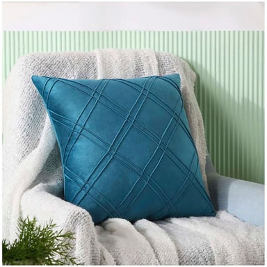 PACK DE 02 FUNDAS DE COJÍN DE TERCIOPELO CON RAYAS 45X45 APETROLEO - 4