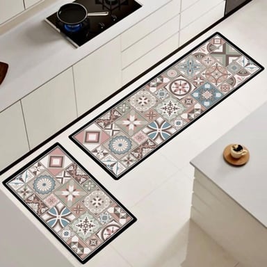 SET DE 02 ALFOMBRA DE COCINA IMPERMEABLE DE CUERO NAPPA MD06 - 1