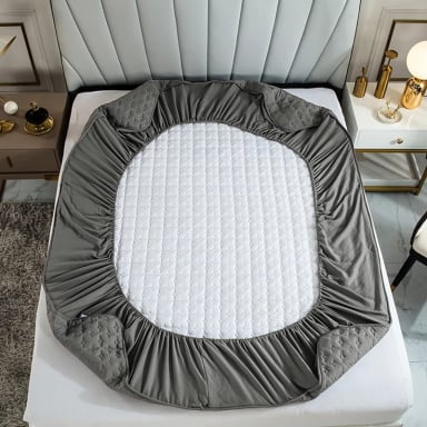 CUBRECOLCHON IMPERMEABLE 2P + 02 FUNDAS DE ALMOHADA PLOMO - 4