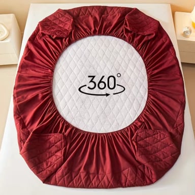 CUBRECOLCHON IMPERMEABLE 2P + 02 FUNDAS DE ALMOHADA BURDEO - 4
