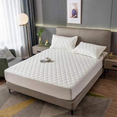 CUBRECOLCHON IMPERMEABLE SUPERKING + 02 FUNDAS DE ALMOHADA BLANCO - 2