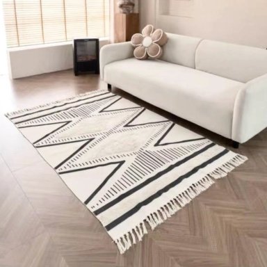 ALFOMBRA ESTILO NORDICO BOHEMIO CON FLECOS 120X180 CM HENG - 1